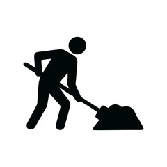 Construction Worker Pictogram Engaged in Digging Task Symbolizing Labor Intensive Work and Infrastructure Development and Maintenance Activities