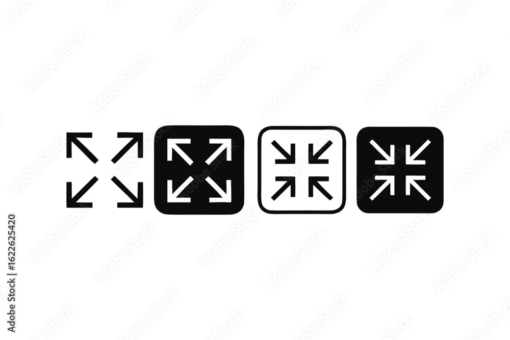 Poster visual representation of screen minimization icons the evolution and design variations of shrinking 