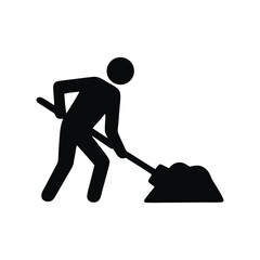 Silhouette of a Worker Digging with a Shovel A Simple Yet Powerful Symbol of Labor and Hard Work