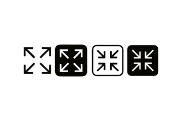 Four Variations of Shrink and Minimize Icons Showcasing Different Styles and Design Approaches for User Interface Elements