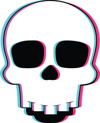 glitch skull on transparent background