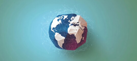 Stylish Polygonal Globe Art Illustration Featuring a Geometric World Map with Continental Division