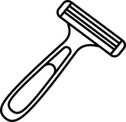 Simple Razor on Clean Background: A minimalist line art depiction of a classic razor, isolated to highlight the simple design and functional form, ideal for grooming and shaving.