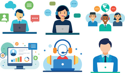 Time management set. Characters using scheduling tools to manage, prioritize, delegate tasks. Business and organization concept. Vector illustration.