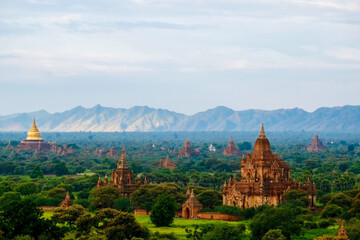 Pagodas and temples of Bagan, in Myanmar, formerly Burma, a world heritage site
