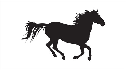 Vector graphic of a galloping horse. Silhouette of a black horse

