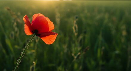 Obraz premium Delicate Red Poppy Translucent Petals