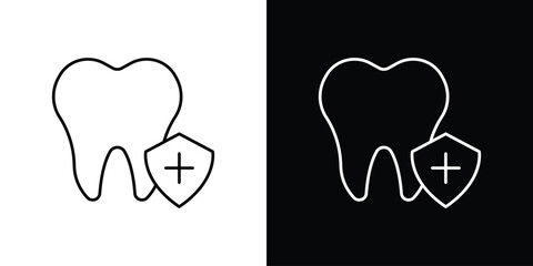 Dental insurance icon vector logo outline. thin line symbols