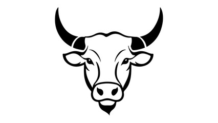 simple cow head line art silhouette illustration