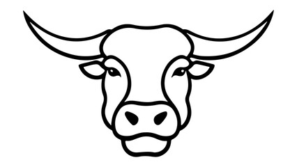 simple cow head line art vector illustration, simple shape illustration of a cow head icon