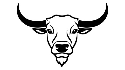 simple bull with little beard black and white vector illustration