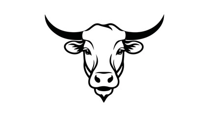 simple cow head shape black and white vector illustration