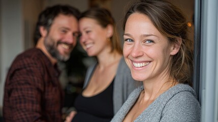 Fototapeta premium Happy Family Moment with Expecting Couple