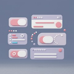 "3D UI Elements Pack – Minimal Toggle Switches and Interface Controls in Pastel Colors"