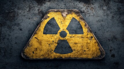 Grungy Radioactive Warning Sign on Dark Background