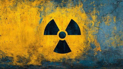 Grunge Radiation Warning Sign on Textured Wall