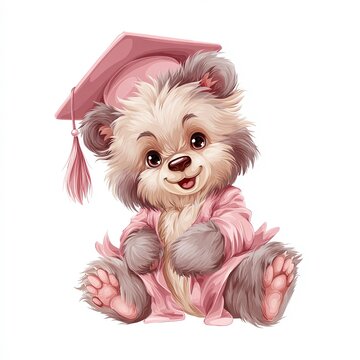 pink graduation bear sitting smiling clip art preview