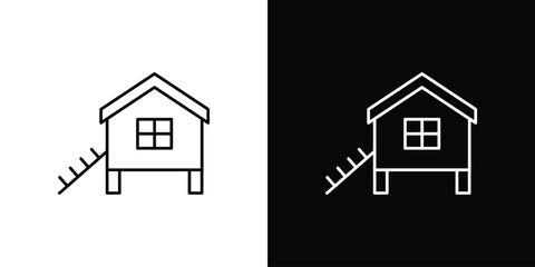 Chicken coop icon vector logo outline. thin line symbols