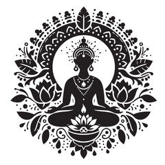 Minimalist  Indian Design black and white silhouette