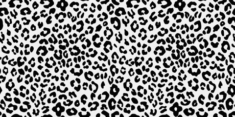 Seamless Leopard Print Pattern in Black and White for Fashion Design