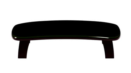 Elegant black wooden bench with curved design and smooth finish