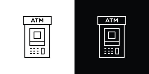 ATM machine icon vector logo outline. thin line symbols