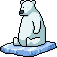 Fototapeta premium pixel art of polar bear sit on ice
