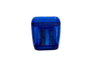 blue pencil sharpener isolated on white