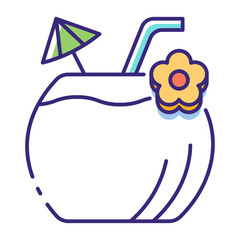 This Coconut drink icon is suitable for Beautiful Tropical Country, etc.