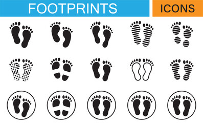 Simple Footprint Icons for Use in Travel and Fitness Designs