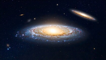 Fototapeta premium Distant spiral galaxies shine vibrantly