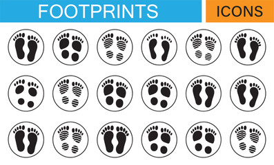 Collection of Footprint Silhouettes for Design and Symbolism
