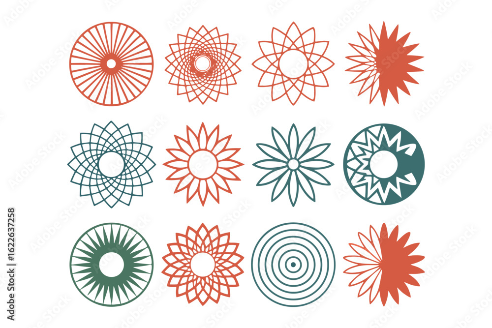 Poster collection of 20 unique abstract geometric shapes and patterns