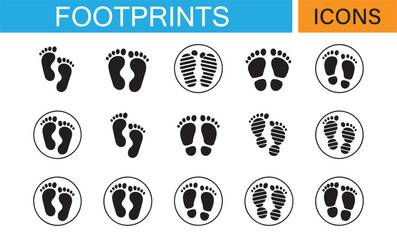 Vector Footprints Representing Various Human Footsteps