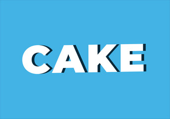 CAKE Typography Design – Sweet Dessert Word Art on Blue Background