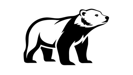 Fototapeta premium Illustration of a bear standing with a black and white color scheme and a simplistic design style image