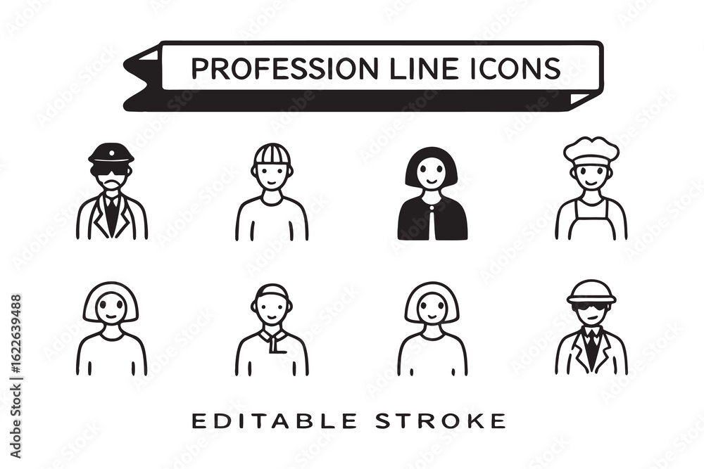 Poster modern collection of 65 versatile line icons for digital and print use