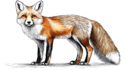 Obraz premium Detailed illustration of a red fox.
