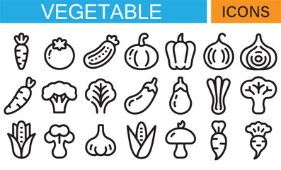 Vector Illustrations of Vegetables Including Corn, Onion, and More