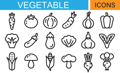 Collection of Vegetable Icons for Vegan and Vegetarian Themes