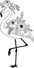 Flamingo Svg, Flamingo with Flower Crown Svg