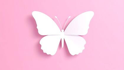 Paper butterfly on pink background.