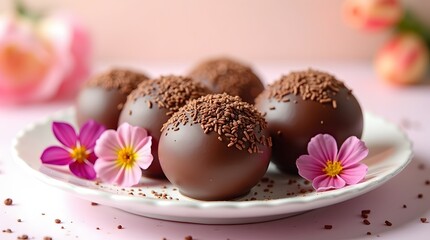 Obraz premium Colorful chocolate Easter eggs nestled in a basket, a sweet symbol of spring celebration