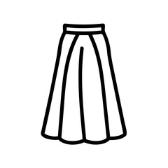 Long skirt illustration in minimalist style with black outline  