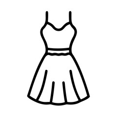 Simple line drawing of a midi dress on white background  