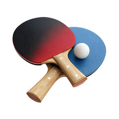 Ping pong paddles and ball ready for a game
