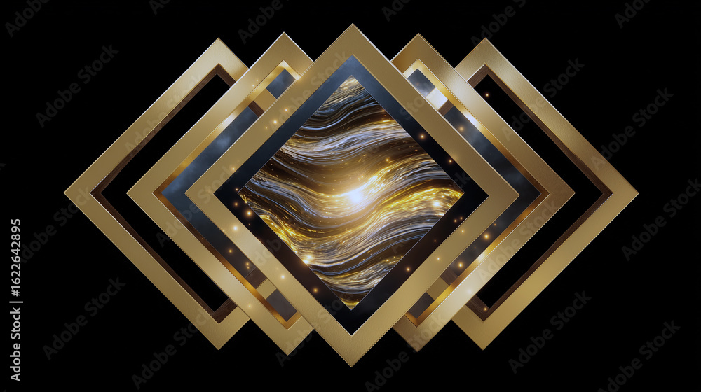 Poster abstract golden frame with light trails fast backgrounds and fast motion