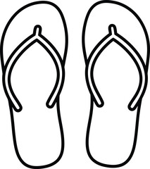 Flip-Flops: minimalist monochrome illustration of summer footwear with simple outlines, conveying a sense of calm relaxation.