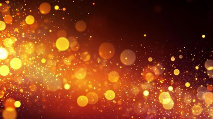 Stunning Abstract Blurred Golden Bokeh Effects on Warm Reddish Orange Spectrum Gradient Background