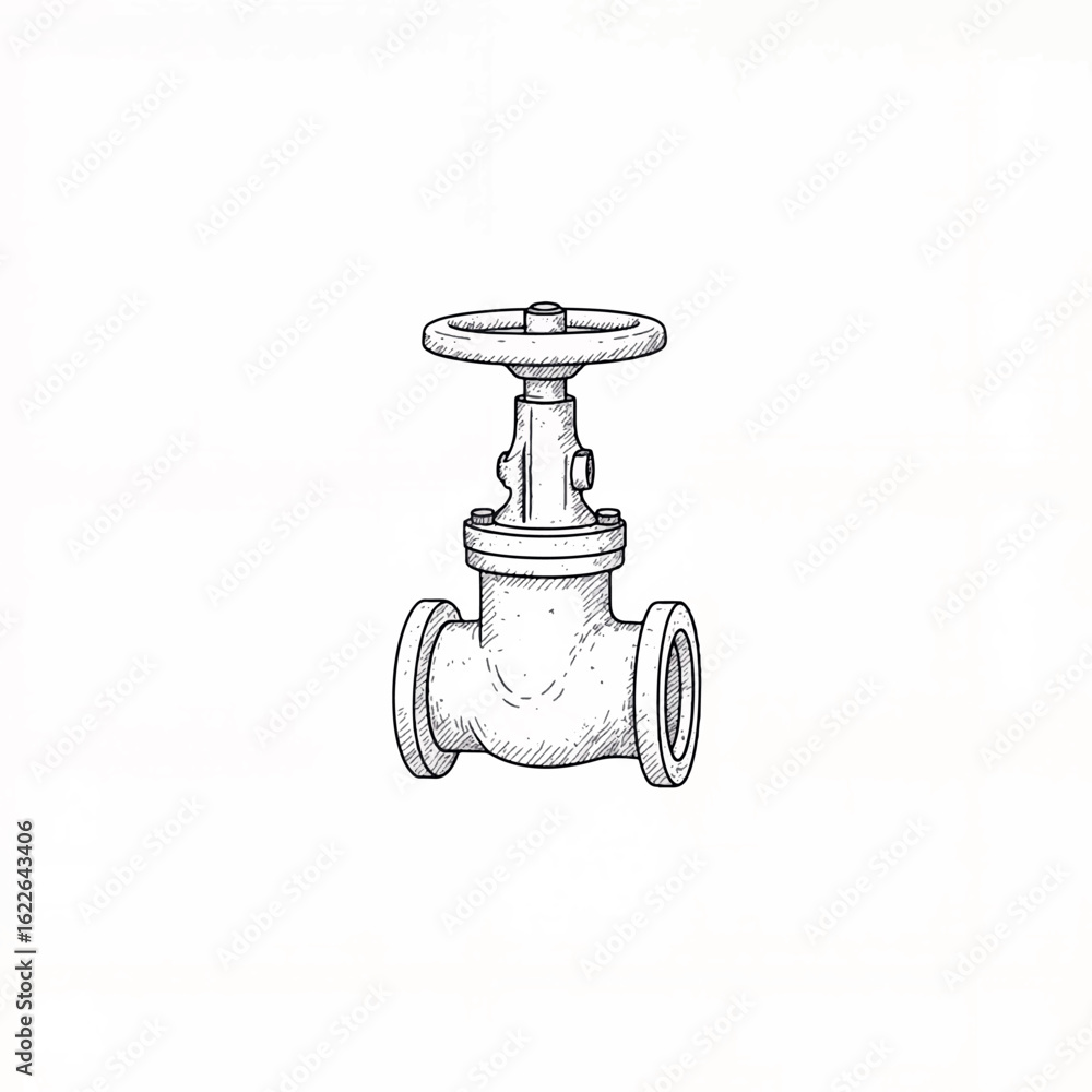 Poster sketch of a valve in simple line art style